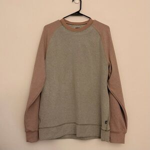 Lands' End Men's Raglan Crewneck Sweatshirt - Gray and Dusty Pink Color Blocks